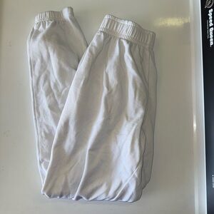 Boohoo White Ribbed Joggers